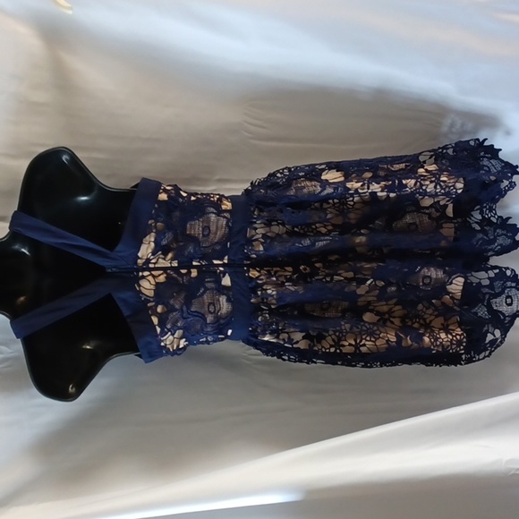 FRANCESCA'S Navy Blue Lace Dress S - Picture 4 of 9